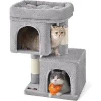 OEM Petite maison pour chat Krabpaal 67cm pour chatons jusqu'à 3kg Grande plateforme Tiges de sisal Gris clair PCT611W01