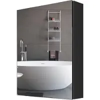 OEM Grand miroir de salle de bain en aluminium noir, 50 x 65 cm