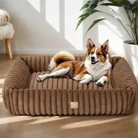 OEM Lit pour chien XXL marron, lavable, rectangulaire, antidérapant et confortable