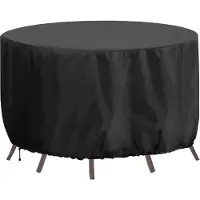 OEM Housse de table de jardin ronde et imperméable - 250 x 90 cm - Housse d'extérieur épaisse en 420D - Résistante au vent et aux UV