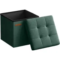 OEM Siège Rootz 30 cm avec rangement - Siège-coffre pliable - Boîte de rangement - Capacité de 22 L - 30 x 30 x 30 cm - Tissu Linenimity vert