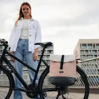 Famanu Sac de vélo imperméable gris/rose, taille moyenne