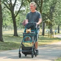 OEM Chariot pour animaux de compagnie pliable, équipé de roues avant pivotantes à 360° pour chiens