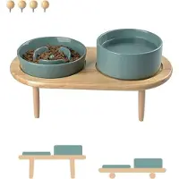 OEM Collier anti-étouffement en céramique pour chiens, lot avec support en bambou, vert foncé