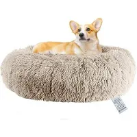 OEM Lit rond pour chien, 50 cm, moelleux, chaud, anti-anxiété, lavable