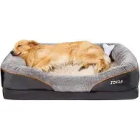 OEM Coussin orthopédique pour chien XL - Lit pour chien en mousse à mémoire de forme 102 x 77 x 23 cm - Housse lavable - Gris