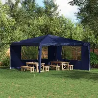 Prolenta Maison Exclusive - 2 pièces latérales pour tente de réception, dimensions 400 x 195 cm, couleur bleue, matériau : polyéthylène (PE) et acier
