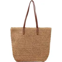 OEM Grand sac de plage en cuir marron pour femme, avec fermeture à glissière