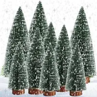 OEM Petits ensembles de sapins de Noël, 9 pièces, vert, 10-20 cm, socle en bois