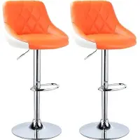 OEM Tabourets de bar ergonomiques avec dossier, simili cuir, orange, réglables en hauteur
