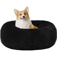 OEM Lit orthopédique pour chien, rond, 70 cm, noir, lavable
