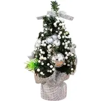 OEM Mini sapin de Noël de 20 cm avec des boules colorées et une décoration florale argentée