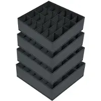 OEM Lot de 4 boîtes de rangement, 24 compartiments, gris foncé, sans plis