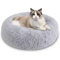 OEM Lit pour chien lavable, 50 cm, gris, en forme de beignet