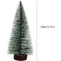 OEM Mini-sapins de Noël verts, lot de 10, socle en bois, effet neige