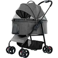 OEM Chariot pliable pour chien 3 en 1, grille respirante, 67 x 32 x 22 cm, 30 kg, gris