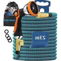 Markenlos Tuyau d'arrosage extensible et léger de 21 mètres, orange et bleu