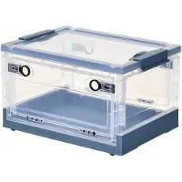 Markenlos Boîte de rangement pliable et transparente avec couvercle et roulettes