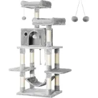 OEM Poteau de protection pour griffes, 150 cm, gris clair, avec boules de poils