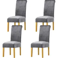 Markenlos Housses pour chaises de salle à manger - Gris clair - Lot de 4 - Velours