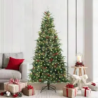vidaXL Durable Arbre de Noël artificiel pliable Vert 210 cm PE et PVC - Arbres de Noël artificiels Octo1943461 2parcel