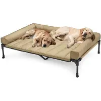 OEM Lit surélevé pour chien, beige, 150 x 95 x 22,5 cm, en maille respirante