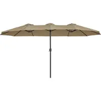 Markenlos Grand parasol double 460 x 270 cm, couleur taupe, protection UV UPF 50+
