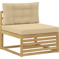 vidaXL Ensemble de salon de jardin 5 pièces, blanc et beige, en polyester