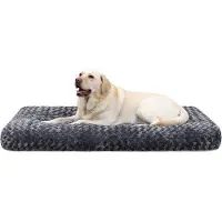 OEM Lit pour chien de grande taille, lavable, coussin XXL, moelleux, tapis pour chiens de grande et moyenne taille, dessous antidérapant, respirant, lit pour animal de compagnie, gris foncé, 122 x 74 cm