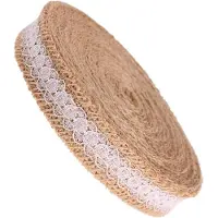 OEM Ruban de jute avec dentelle, 10 m de large, 25 cm, décoration naturelle