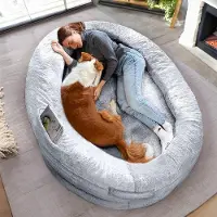 OEM Grand pouf pour chien, bleu, confortable, amovible