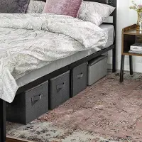 OEM Boîtes de rangement Rootz – lot de 3 – couvercle – pliables – en tissu – poignées – gris – 40 x 30 x 25 cm