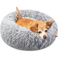 OEM Coussin pour chien lavable, forme beignet, 50 cm de diamètre, gris