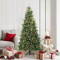 vidaXL Meubles Arbre de Noël artificiel pliable Vert 180 cm PE et PVC - 9526389