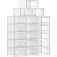 Markenlos Lot de 18 boîtes à chaussures, blanc transparent, empilables, taille 42
