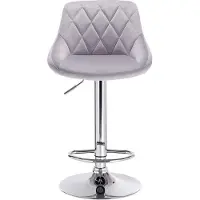 OEM Tabouret de bar Deluxe, gris clair, velours, réglable en hauteur