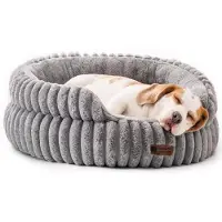 OEM Lit pour chien moelleux, gris, taille L, lavable, pour petits chiens