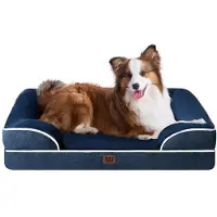OEM Lit orthopédique pour chien, 104 x 69 x 15 cm, lavable, imperméable, antidérapant, à bords surélevés, bleu marine