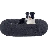 OEM Lit orthopédique pour chien, rond, 90 cm, gris foncé, lavable