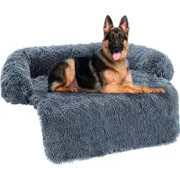 OEM Grand banc pour chien, gris foncé, 105 x 105 cm, moelleux, couchage pour chiens