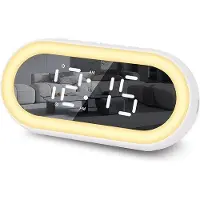 OEM Réveil numérique avec affichage LED de la température, fonction snooze, pour le bureau et les voyages, blanc