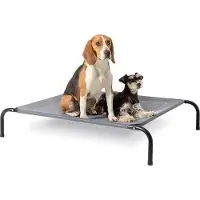 Markenlos Lit surélevé pour chien, gris moyen, pour l'intérieur et l'extérieur, camping, taille M