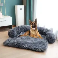 OEM Lit pour chien gris de taille moyenne avec coussin pour la nuque, lavable, rembourrage en mousse