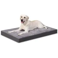 OEM Lit orthopédique pour chien, grand coussin en plumes, fond en similicuir imperméable, garnissage intérieur et extérieur, tapis pour chien, 91 x 69 x 7 cm, gris