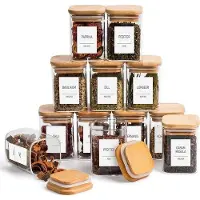 OEM Boîtes de conservation en verre de 180 ml avec couvercle en bois, lot de 6, 6 x 6 x 8,5 cm
