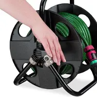 OEM Enrouleur de tuyau d'arrosage 30 m, 1/2 pouce, en plastique noir et gris