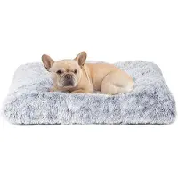 OEM Lit pour chien moelleux, lavable, antidérapant, gris, 60 x 45 cm, en peluche
