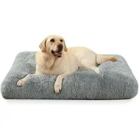 OEM Grand panier pour chien, lavable, coussin en peluche, 90 x 60 cm, gris, antidérapant