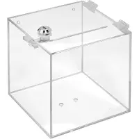 Markenlos Boîte en acrylique transparent avec serrure, 150 x 150 x 150 mm, distributeur de pièces