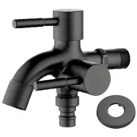 OEM Robinet de jardin en céramique 1/2 pouce, pour l'extérieur, résistant au gel, à double robinet à bille, vanne de vidange, parapluie noir